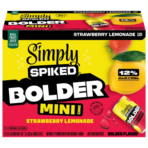 Simply Spiked Bolder Mini Cans Strawberry Lemonade – Caja con 12 latas 🍓🍋