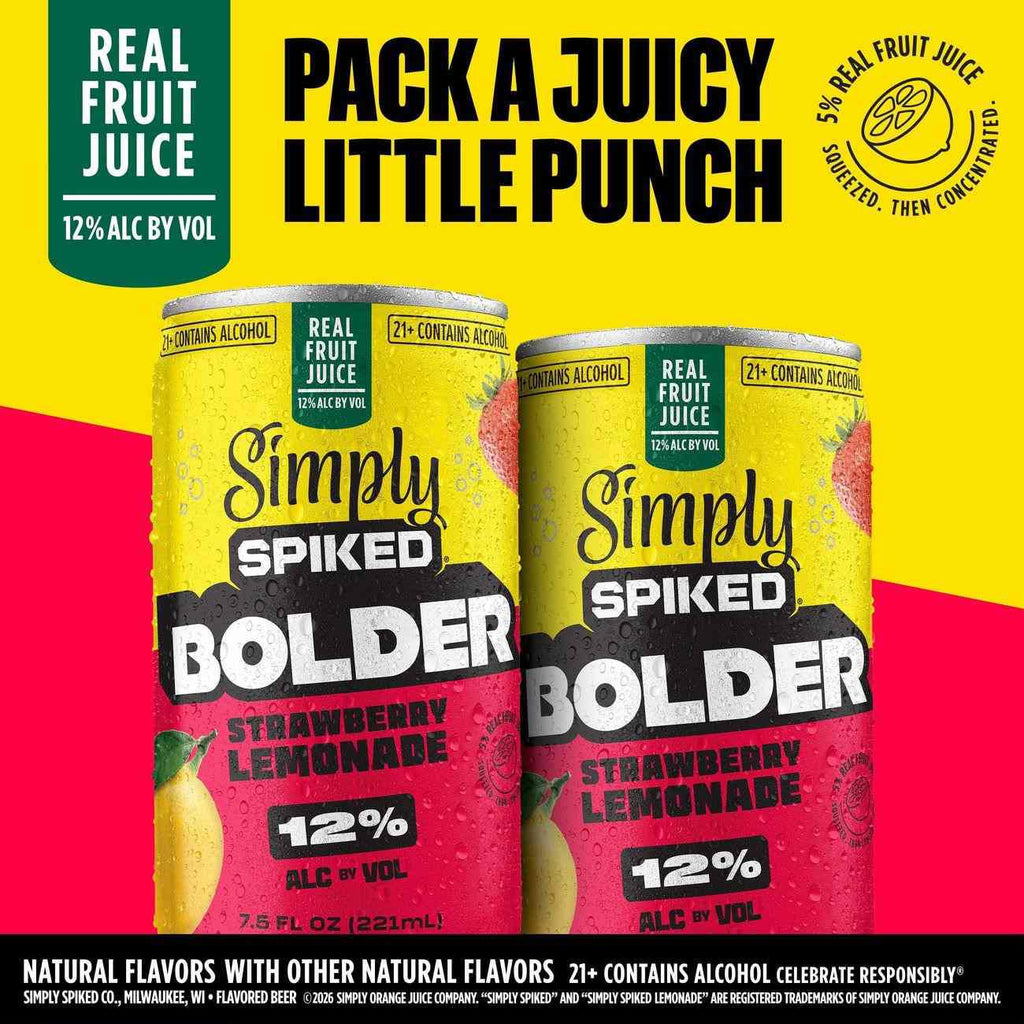 Simply Spiked Bolder Mini Cans Strawberry Lemonade – Caja con 12 latas 🍓🍋