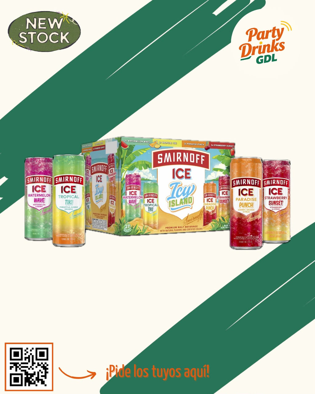 Smirnoff Ice Icy Island – Pack de 12 latas 🍹🏝️